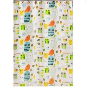 NIB Give a Hoot Shower Curtain and Hand Towel Cute Whimsy Fall Wildlife Decor